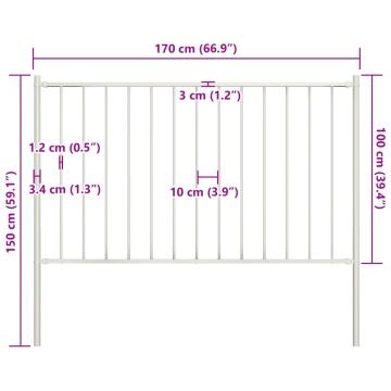 Panou de gard cu stâlpi alb 1,7x1 m oțel vopsit electrostatic - Img 4