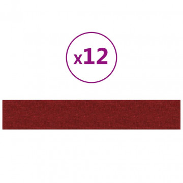 Panouri de perete 12 buc. roșu vin 90x15 cm textil 1,62 m² - Img 2