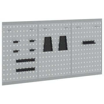 Panouri de perete 3 buc cu 15 accesorii gri 50x80 cm din oțel - Img 2
