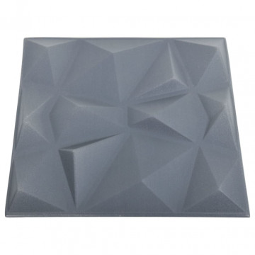 Panouri de perete 3D 12 buc. gri 50x50 cm model diamant 3 m² - Img 4