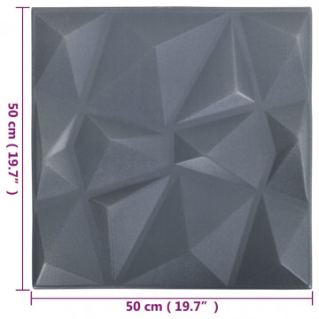 Panouri de perete 3D 12 buc. gri 50x50 cm model diamant 3 m² - Img 5