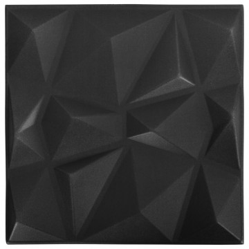 Panouri de perete 3D 12 buc. negru 50x50 cm model diamant 3 m² - Img 6