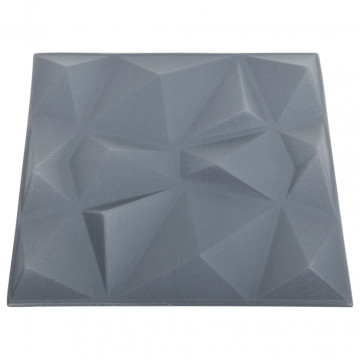 Panouri de perete 3D 24 buc. gri 50x50 cm model diamant 6 m² - Img 4