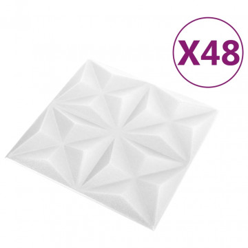 Panouri de perete 3D 48 buc. alb 50x50 cm model origami 12 m² - Img 2