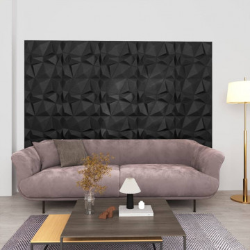 Panouri de perete 3D 48 buc. negru 50x50 cm model diamant 12 m² - Img 1