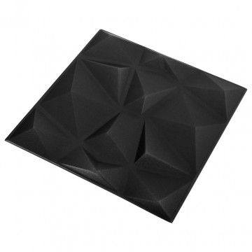 Panouri de perete 3D 48 buc. negru 50x50 cm model diamant 12 m² - Img 3