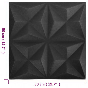 Panouri de perete 3D 48 buc. negru 50x50 cm model origami 12 m² - Img 5