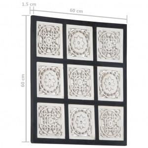 Panouri de perete sculptate manual, negru/alb, 60x60x1,5 cm MDF - Img 5