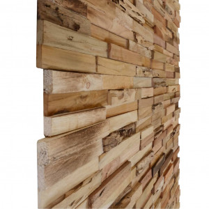 Panouri placare pereți, 10 buc., 1,03 m², lemn de tec reciclat - Img 3