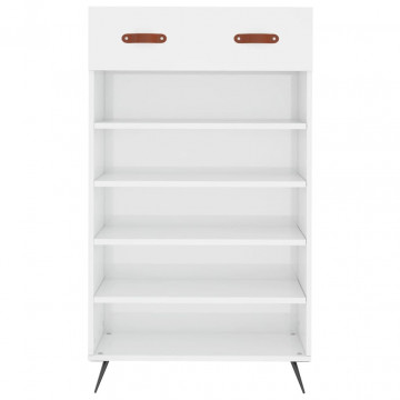 Pantofar, alb extralucios, 60x35x105 cm, lemn prelucrat - Img 5