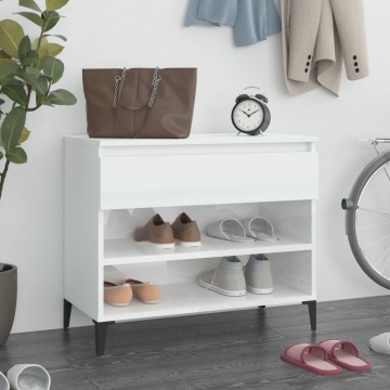 Pantofar, alb extralucios, 70x36x60 cm, lemn prelucrat - Img 1