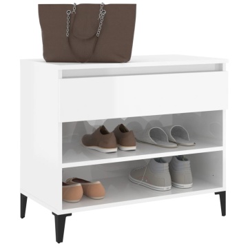 Pantofar, alb extralucios, 70x36x60 cm, lemn prelucrat - Img 4
