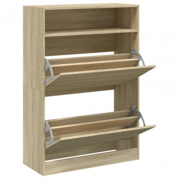 Pantofar cu 2 sertare rabatabile, stejar sonoma, 80x34x116 cm - Img 8