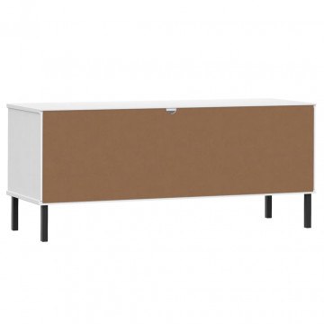 Pantofar cu picioare metalice „OSLO” alb 106x35x45 cm lemn - Img 5