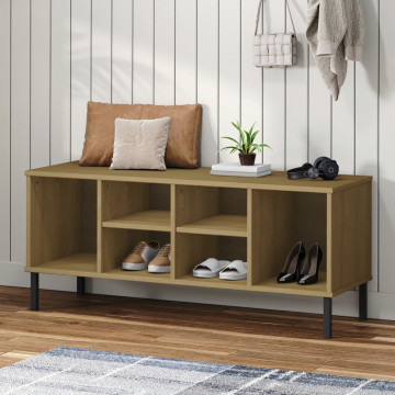 Pantofar cu picioare metalice „OSLO” maro 106x35x45 cm lemn - Img 1