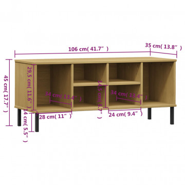Pantofar cu picioare metalice „OSLO” maro 106x35x45 cm lemn - Img 6