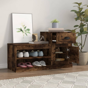 Pantofar, stejar fumuriu, 100x42x60 cm, lemn prelucrat - Img 3