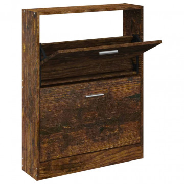 Pantofar, stejar fumuriu, 59x17x81 cm, lemn compozit - Img 2