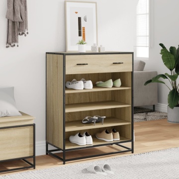 Pantofar, stejar sonoma, 75x38x97,5 cm, lemn prelucrat/metal - Img 3