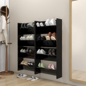 Pantofare de perete, 4 buc., negru, 60x18x60 cm, PAL - Img 1