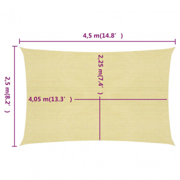 Pânză parasolar, bej, 2,5x4,5 m, HDPE, 160 g/m² - Img 5