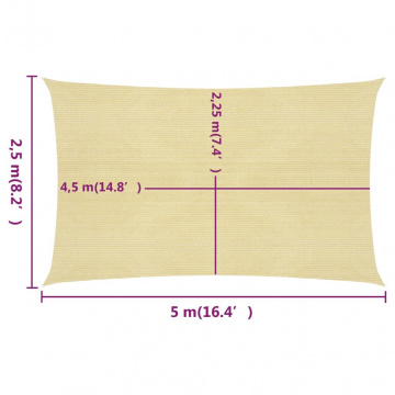 Pânză parasolar, bej, 2,5x5 m, HDPE, 160 g/m² - Img 5