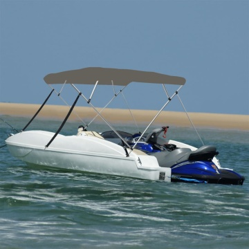 Parasolar barcă Bimini cu 4 arcuri, gri, 243x196x137 cm - Img 1