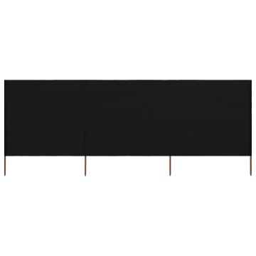 Paravan anti-vânt cu 3 panouri, negru, 400 x 160 cm, textil - Img 1