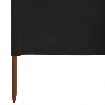 Paravan anti-vânt cu 5 panouri, negru, 600 x 80 cm, textil - Img 6