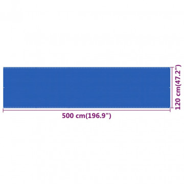 Paravan de balcon, albastru, 120x500 cm, HDPE - Img 5