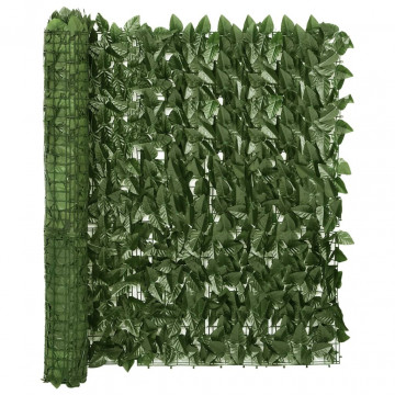 Paravan de balcon, frunze verde închis, 300x100 cm - Img 1