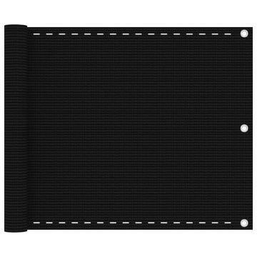 Paravan de balcon, negru, 75x500 cm, HDPE - Img 1