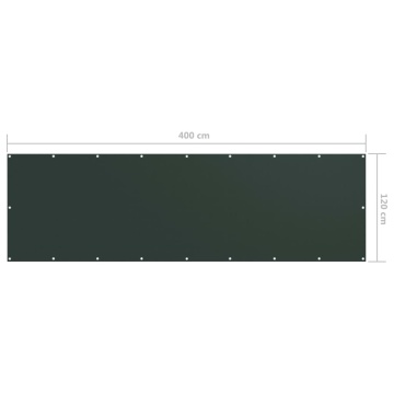 Paravan de balcon, verde închis, 120 x 400 cm, țesătură oxford - Img 5