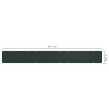 Paravan de balcon, verde închis, 75x600 cm, țesătură oxford - Img 5