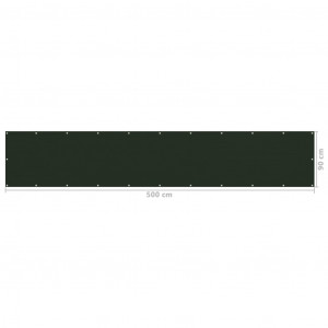 Paravan de balcon, verde închis, 90x500 cm, HDPE - Img 5