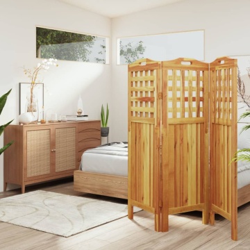 Paravan de cameră 3 panouri 121,5x2x115 cm lemn masiv de acacia - Img 1