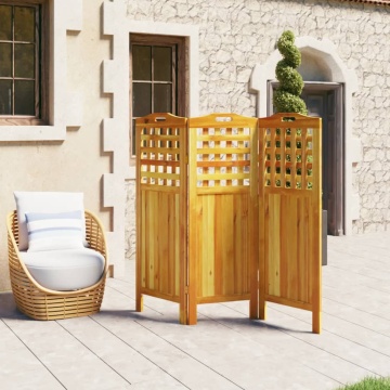 Paravan de cameră 3 panouri 121,5x2x115 cm lemn masiv de acacia - Img 3