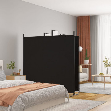 Paravan de cameră cu 2 panouri, negru, 348x180 cm, textil - Img 1