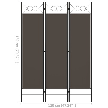 Paravan de cameră cu 3 panouri, antracit, 120 x 180 cm - Img 5