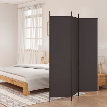 Paravan de cameră cu 3 panouri, maro, 150x200 cm, textil - Img 1