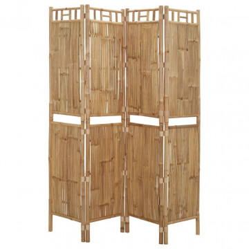 Paravan de cameră cu 4 panouri, 160 x 180 cm, bambus - Img 3