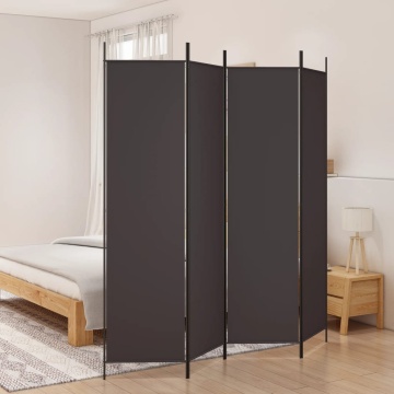 Paravan de cameră cu 4 panouri, maro, 200x200 cm, textil - Img 1