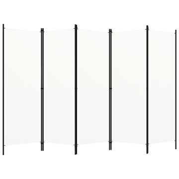 Paravan de cameră cu 5 panouri, alb, 250 x 180 cm - Img 1