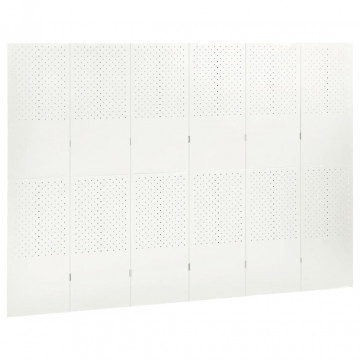 Paravan de cameră cu 6 panouri, alb, 240x180 cm, oțel - Img 3