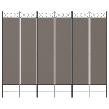 Paravan de cameră cu 6 panouri, antracit, 240x200 cm, textil - Img 3