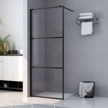 Paravan de duș walk-in negru 115x195 cm sticlă ESG transparentă - Img 1