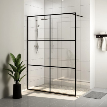 Paravan de duș walk-in negru 140x195 cm sticlă ESG transparentă - Img 1