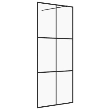 Paravan de duș walk-in negru 80x195 cm sticlă ESG transparentă - Img 2