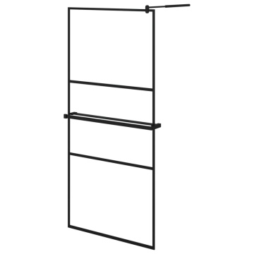 Paravan duș walk-in cu raft negru 90x195 cm sticlă ESG/aluminiu - Img 2
