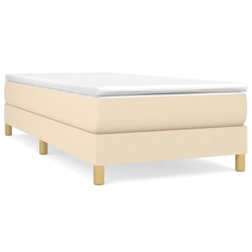 Pat box spring cu saltea, crem, 90x200 cm, textil - Img 2